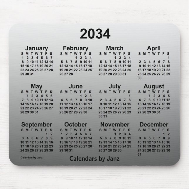 2034 - Verblassener Weißkalender von Janz Mousepad (Vorne)