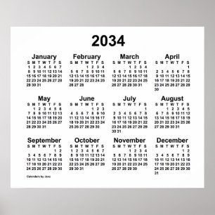 2034 Weißer Kalender von Janz Print Poster
