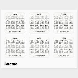 2034 Weißkalender von Janz Square Sticker