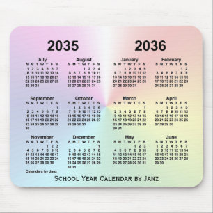 2035-2036 Rainbow Cloud School Calendar by Janz Mousepad
