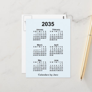 2035 Alice Blue 6 Monat Mini-Kalender von Janz Postkarte
