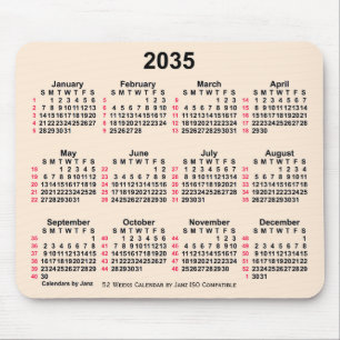 2035 Antik White 52 Weeks ISO Kalender von Janz Mousepad