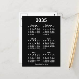 2035 Neon White 6-Monats-Mini-Kalender von Janz Postkarte