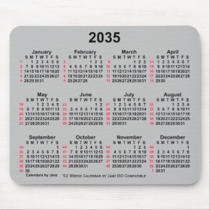 2035 Silver 52 Weeks ISO Kalender von Janz Mousepad