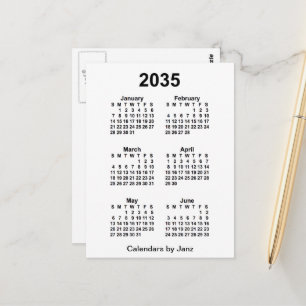2035 Weißer 6-Monats-Mini-Kalender von Janz Postkarte
