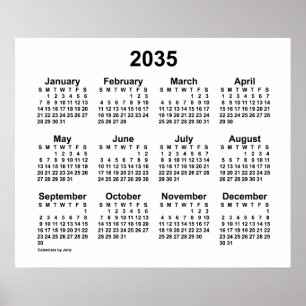2035 Weißer Kalender von Janz Print Poster