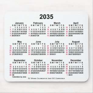2035 White 52 Weeks ISO Calendar by Janz Mousepad