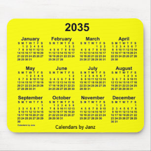 2035 Yellow Calendar by Janz Mouse Pad Mousepad