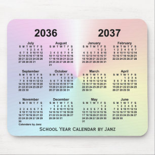 2036-2037 Rainbow Cloud School Calendar by Janz Mousepad