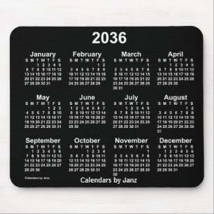 2036 Neon White Calendar von Janz Mouse Pad Mousepad