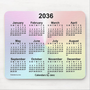 2036 Rainbow Cloud Calendar von Janz Mousepad