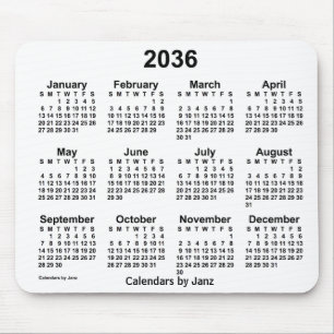 2036 White Calendar by Janz Mouse Pad Mousepad