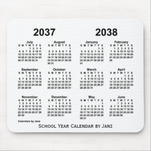 2037-2038 Weißes Schuljahr - Kalender von Janz Mousepad