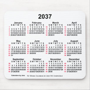 2037 White 52 Weeks ISO Calendar by Janz Mousepad
