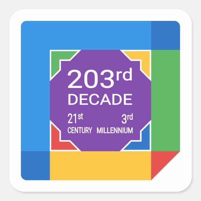 203. Dekade (Neujahr 2021-2030) Quadratischer Aufkleber (Vorderseite)