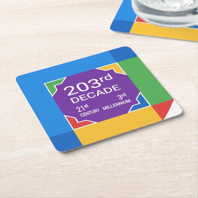 203. Dekade (Neujahr 2021-2030) Rechteckiger Pappuntersetzer (angewinkelt)