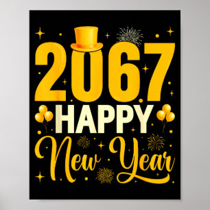 2067 Frohes neues Jahr Retro Lustig 67 Sechs Siebe Poster