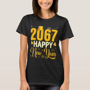 2067 Frohes neues Jahr Retro Lustig 67 Sechs Siebe T-Shirt