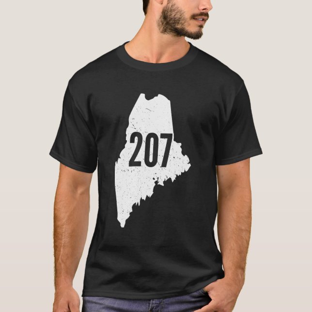 207 Kontur für Maine-Staat-Code T-Shirt (Vorderseite)