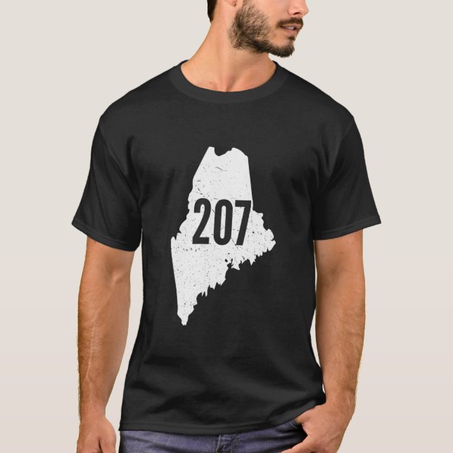 207 Maine State Area Code Outline Pride T-Shirt (Vorderseite)