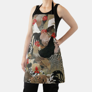 20. 群 鶏 図, 若 冲 Flock of Roosters, Jakuchu Schürze