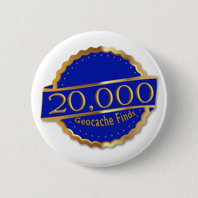 20.000 FINDS ACHIEVEMENT GeoCaching AWARD Button (Vorderseite)