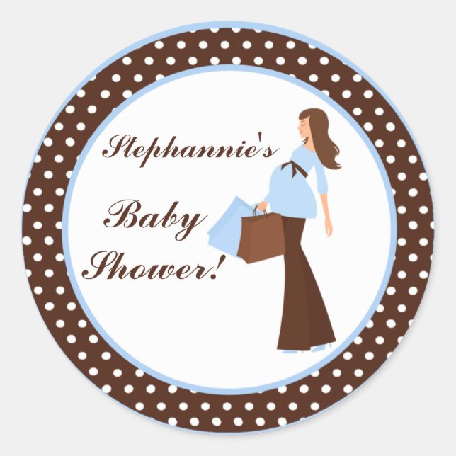 20 - 1.5" Bevorzugen Stickers Blue Mod Mama Polka  (Vorderseite)