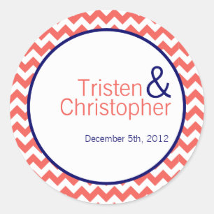 20 - 1.5" Bevorzugen Stickers Coral Navy Blue Zick