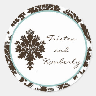 20 - 1.5" Bevorzugen von Stickers Brown Damask