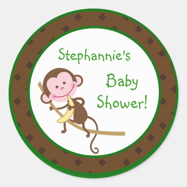 20 - 1.5" Bevorzugung Stickers MonkeySwing Jungle  (Vorderseite)