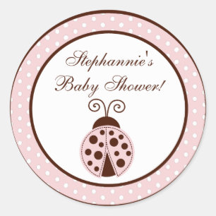20 - 1,5" Bevorzugung Stickers Pink Ladybug