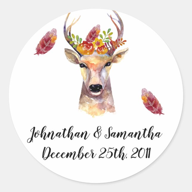 20 - 1.5" Gefallen Stickers boho Reh Buck Head Bro (Vorderseite)