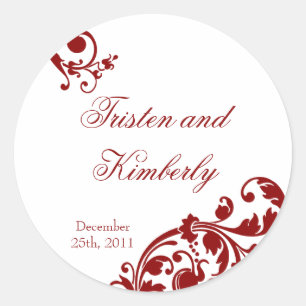 20 - 1,5" Gefallen Stickers Crimson Red Floral Fil