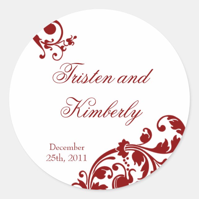 20 - 1,5" Gefallen Stickers Crimson Red Floral Fil (Vorderseite)