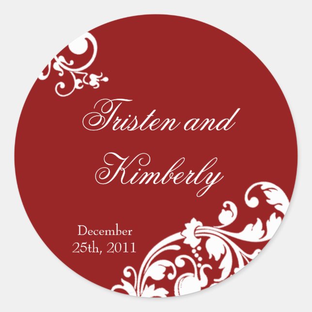 20 - 1,5" Gefallen Stickers Crimson Red Floral Fil (Vorderseite)