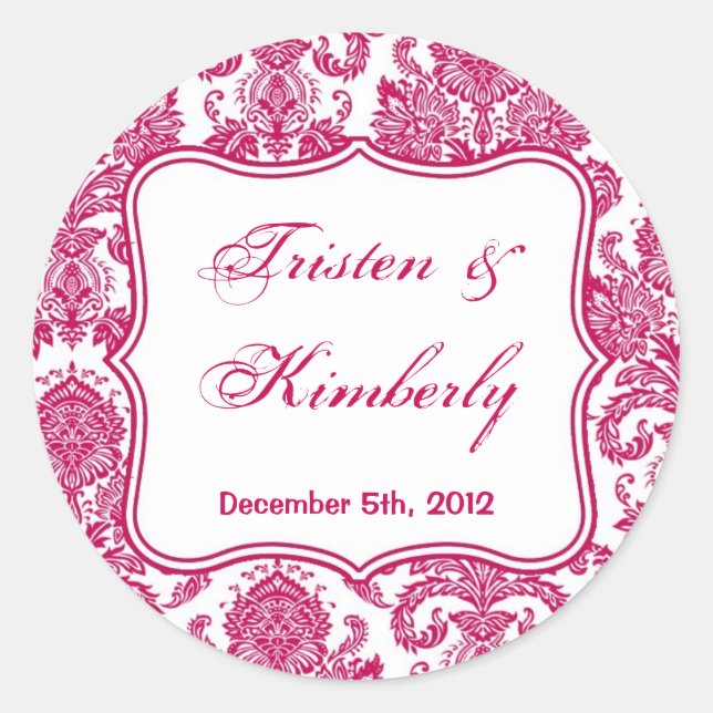 20 - 1,5" Gefallen Stickers Fusia White Damask Lac (Vorderseite)