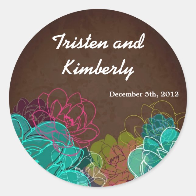 20 - 1.5" Gefallen Stickers Neon Spring Floral Flo (Vorderseite)