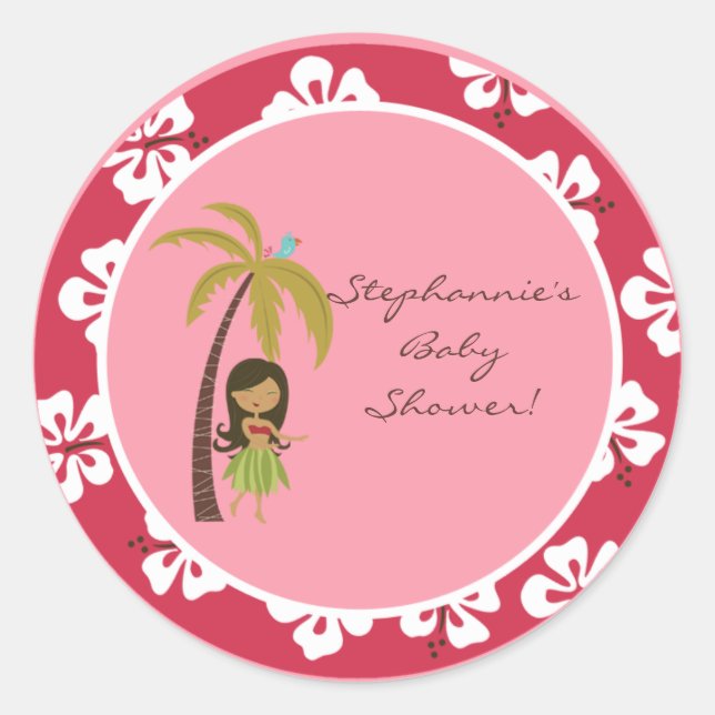 20 - 1,5" Gefallen Stickers Pink Hawaiian Luau Tro (Vorderseite)
