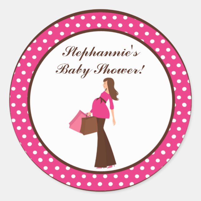 20 - 1.5" Gefallen Stickers Pink Mod Mama Polka Do (Vorderseite)