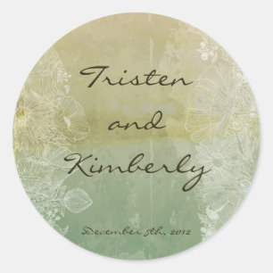20 - 1,5" Gefallen Stickers Vintag Floral Antique