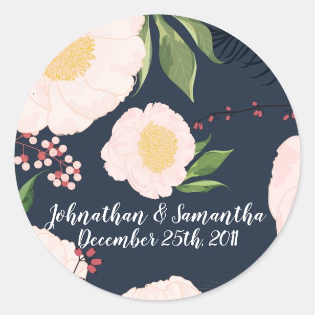 20 - 1.5" Gefallen Stickers White Floral Blume auf (Vorderseite)