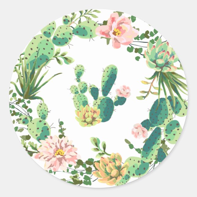 20 - 1,5 Umschlag Aufkleber Bohemisch Kaktus Sukku (Vorderseite)