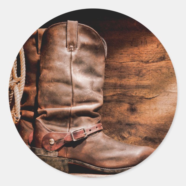 20 - 1,5 Umschlag Aufkleber Cowboy Boots Barn Wood (Vorderseite)