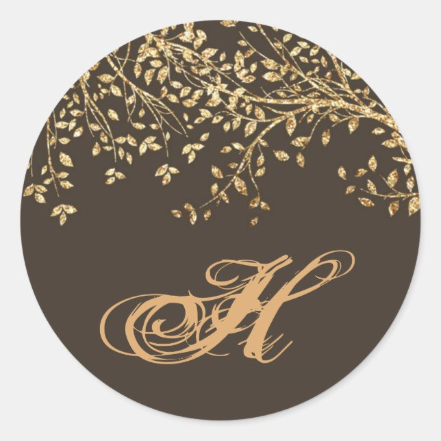 20 - 1,5 Umschlag Aufkleber Gold Foil Herbstbaum (Vorderseite)