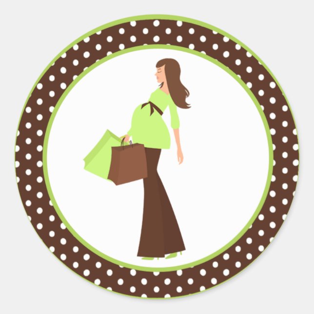 20 - 1,5" Umschlag Aufkleber Green Mod Mama Polka  (Vorderseite)