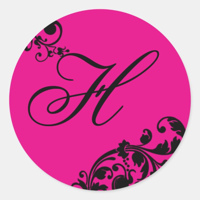 20 - 1,5 Umschlag Aufkleber Hot Pink Black Floral (Vorderseite)