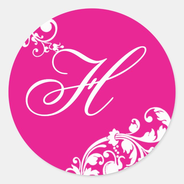 20 - 1,5 Umschlag Aufkleber Hot Pink White Floral (Vorderseite)