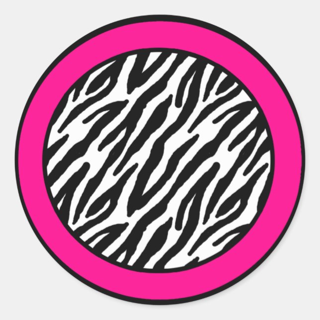 20 - 1,5" Umschlag Aufkleber Hot Pink Zebra Print (Vorderseite)
