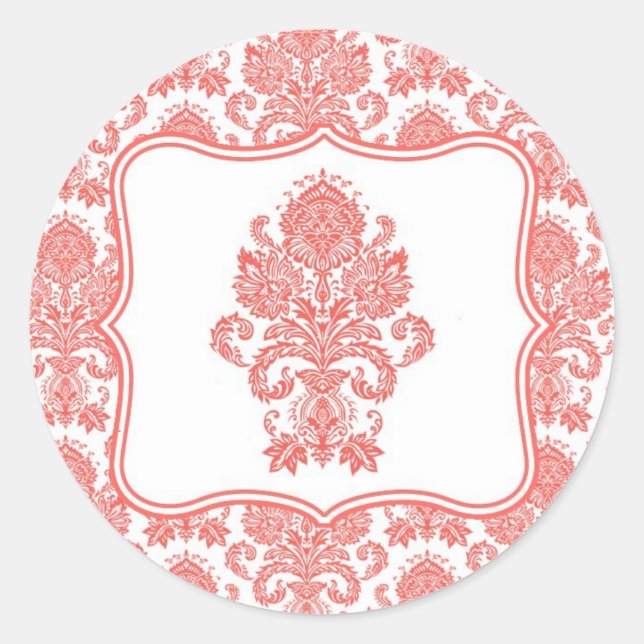 20 - 1,5 Umschlag Aufkleber Korallenweiße Damaskat (Vorderseite)