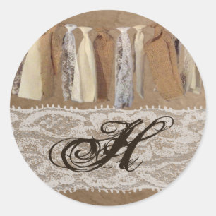 20 - 1,5 Umschlag Aufkleber Kraft Papier Bag Lace 